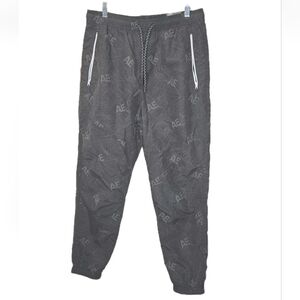 American Eagle Y2k Baggy Nylon Jogger Pants Sm Black Webbed Grid Zip Pockets Nwt